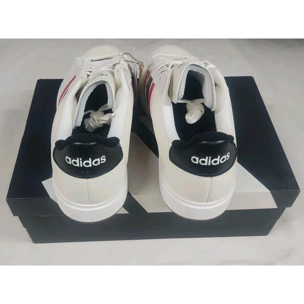 Adidas Grand Court 2.0 Sneaker Off White/Better Scarlet/Black Men Size 11.5 NEW
